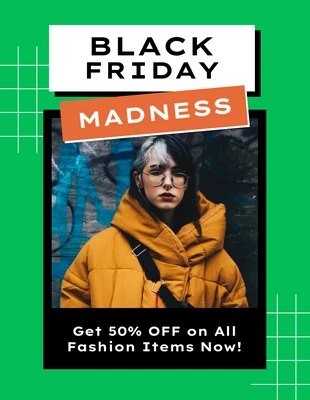 Free  Template: Green Black Friday Promo Advertisement Poster