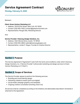 business interactive Template: Simple Service Agreement Contract Template