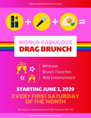 premium  Template: Flyer del evento Pink Drag Brunch