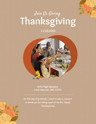Free  Template: Light Chocolate Thanksgiving Celebration Invitation
