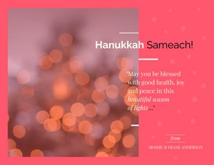 Free  Template: Cartão de Hanukkah Rosa Quente