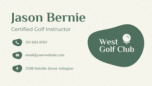 Free  Template: Cartão de visita de golfe simples verde e bege