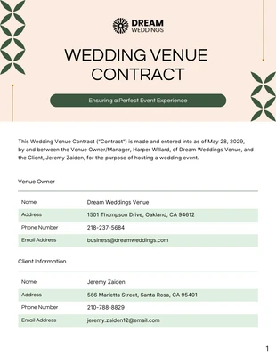 business  Template: Wedding Venue Contract Template