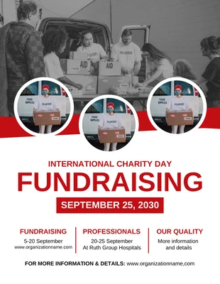 Free  Template: White And Red Fundraising Flyer