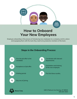 Free  Template: Green New Employee Onboarding Checklist Template
