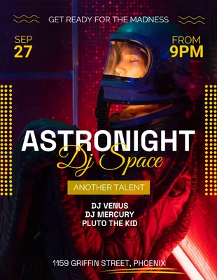 Free  Template: Cartel de noche de discoteca con temática astrológica