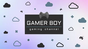 premium  Template: Bannière YouTube Gamer Boy grise