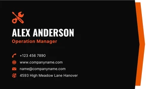 Black And Orange Simple Contractor Business Card - Pagina 2