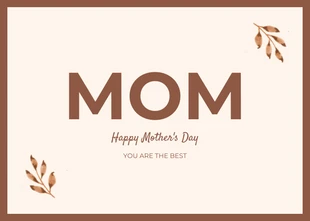 Free  Template: Brown And Beige Simple Happy Mother's Day Postcard