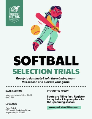 Free Template: Softball Team Recruiting Flyer Template