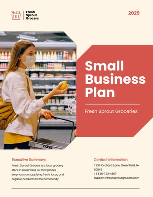 Free  Template: Beige And Red Small Business Plan