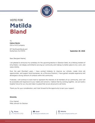 Free  Template: White, Blue and Red Campaign Letterhead 