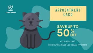 Free  Template: Teal And Yellow Playful Illustration Pet Clinic Appointment Business Card