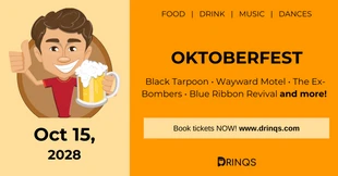 Free  Template: Couverture de l'événement Facebook Orange Oktoberfest