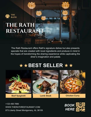 Free  Template: Flyer de restaurant de luxe noir