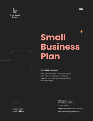 Free  Template: Plano de pequenas empresas preto e pêssego