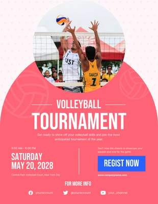 Free  Template: Pastel Red Volleyball Tournament Poster