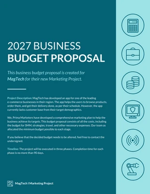 premium  Template: Blue Marketing Budget-Vorschlag