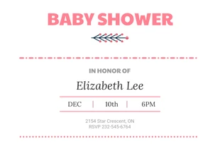 Free  Template: Pink Simple Baby Shower Invitation