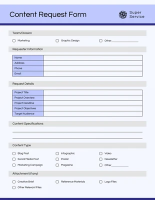 Free  Template: Simple Purple Content Forms