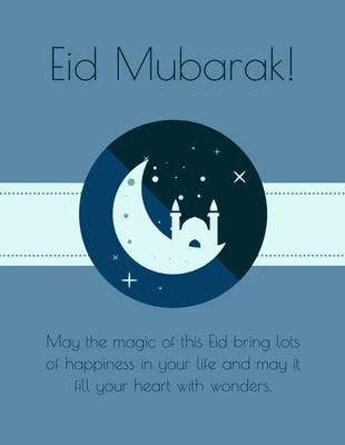 Free  Template: Cartão simples de feriado de Eid Mubarak