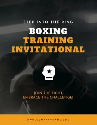 Free  Template: Poster Preto Simples de Convite para Treinamento de Boxe