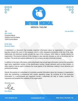 Free  Template: White And Blue Modern Professional Medical Letterhead Template