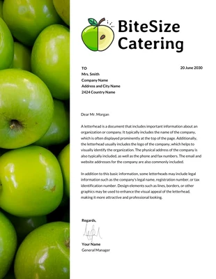 Free  Template: White And Green Clean Apple Letterhead Template