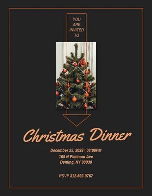 Simple Dark Orange Christmas Dinner Invitation