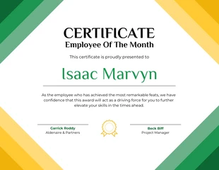 business  Template: Green and Yellow Visual Employee-Of-The-Month Certificate