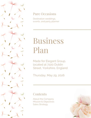 premium  Template: Eleganter Hochzeits-Businessplan