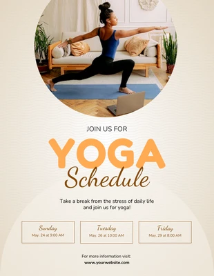 Free  Template: Plantilla de folleto de horario de yoga en crema
