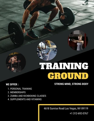 Free  Template: Black And Slash Gym Poster