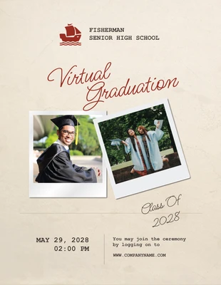 Free  Template: Red Cream Rustic Graduation Poster