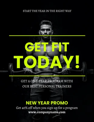 Free  Template: Flyer noir Get Fit Today