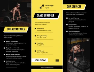 Black and Yellow Gym Tri Fold Brochure - صفحة 2