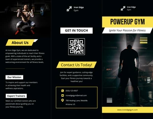 Free  Template: Brochure à trois volets de gym noire et jaune