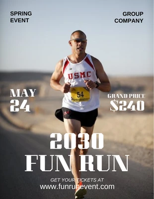 Free  Template: Fun Run Spring Event Flyer Template