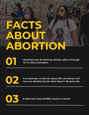 Free  Template: Schwarzes und gelbes minimalistisches Faktum über Abtreibungs-Pro-Choice-Poster