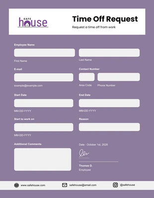 Free  Template: Formulaires de demande violets simples