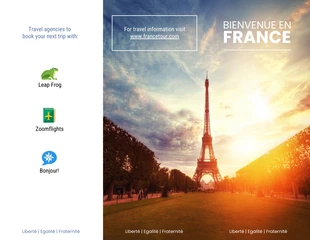 Free  Template: Folleto tríptico de viajes a Francia