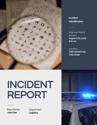 Free  Template: Relatório de incidente simples azul e branco