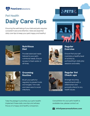 Free  Template: Daily Pet Health Care Tips Infographic