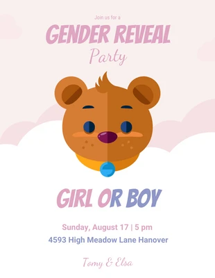 Free  Template: Pink and cream Gender Reveal Bears