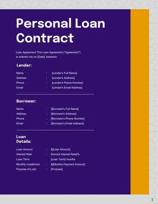 Free  Template: Deep Blue-Purple Modern Pattern Minimalist Loan Contracts
