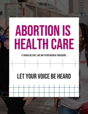 Free  Template: Pôster Preto simples foto aborto é cuidados de saúde pró-escolha