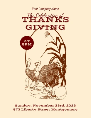 Free  Template: Gelber minimalistischer Flyer für die Thanksgiving-Feier
