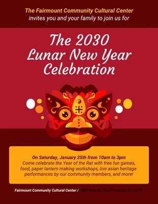 Free  Template: Folheto do evento comunitário do Ano Novo Lunar