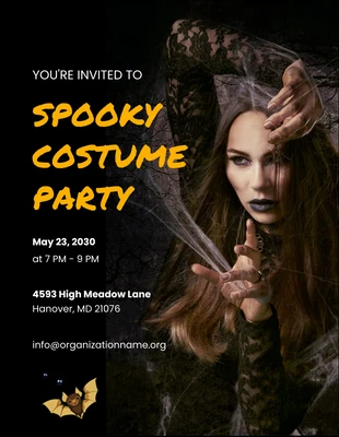 Free  Template: Yellow Spooky Costume Party Invitation
