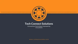 Free  Template: Dunkelgraue und orange moderne professionelle IT-Lösungs-Visitenkarte